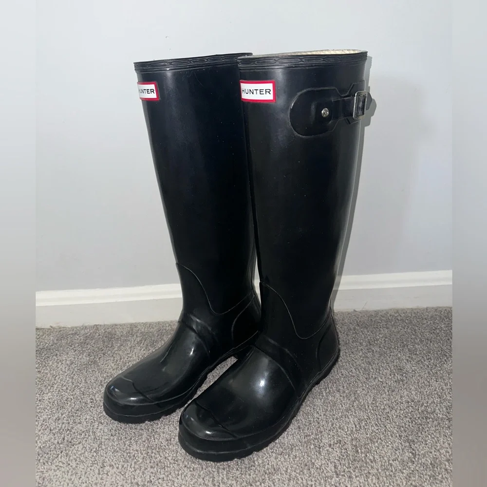 Hunter Rain Boots Tall Black Size 7